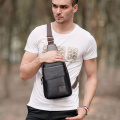 Men's Fashion Retro PU Foot Leisure Travel Bag Shoulder Messenger Bag Waterproof Wear Chest Harness Chest Pocket