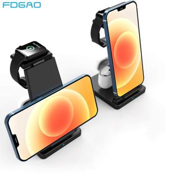 3 in 1 Wireless Charger Stand for iPhone 12 Mini 11 Pro XS Max XR X 8 15W Fast Qi Charging For Apple Watch 6 5 4 3 2 Airpods Pro