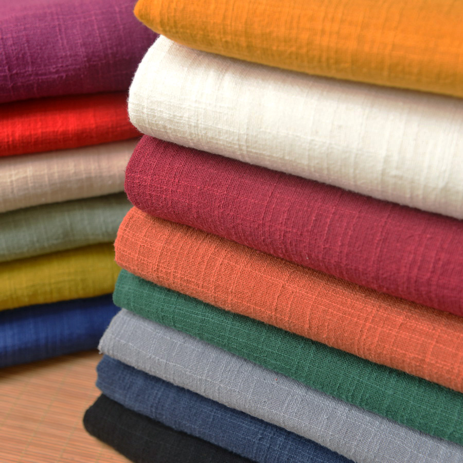 130x 50cm Double layer solid color Sand washing treatment cotton linen cloth slub soft fabric diy dress clothing handmade 270g/m