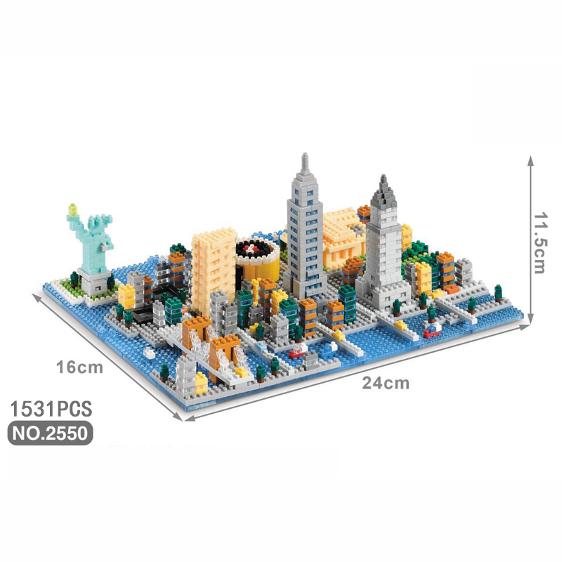 National Famous city Street View nanobricks 3D model USA new york UK london Streetscape micro diamond block toys building bricks