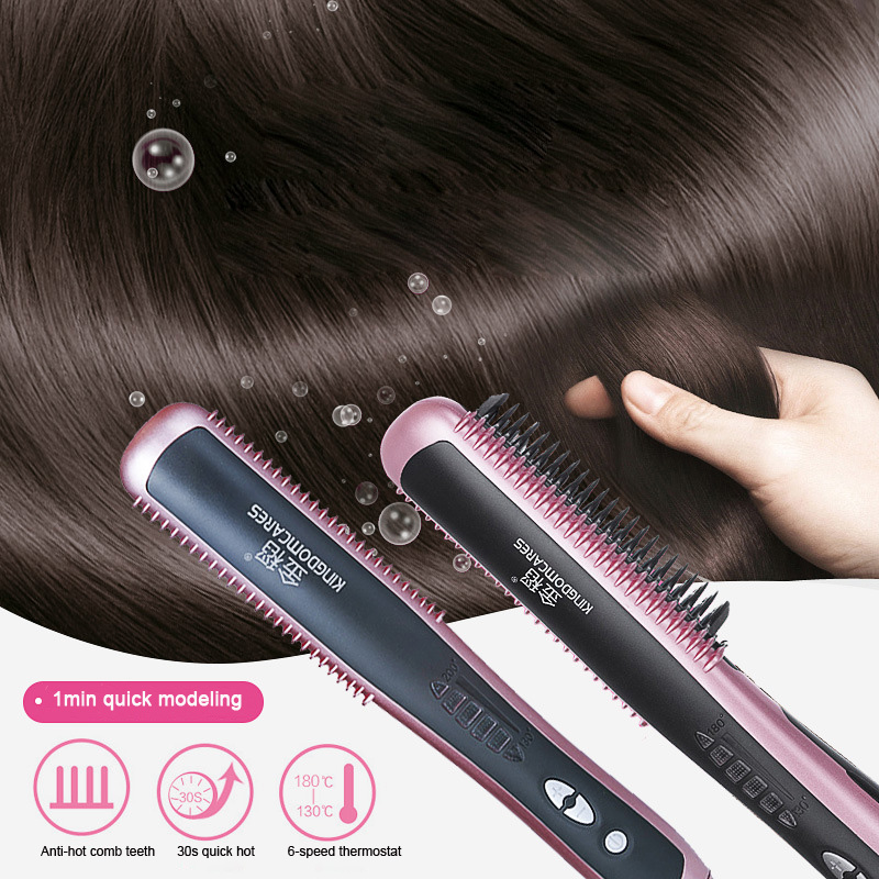 Electric Ceramic Straightener Brush PTC Heating Hair Care Styling Comb Auto Massager Straightening Irons Fast Style Hair Iron