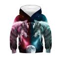 4-12 Years Boys Hooded Sweatshirt Spring 3D Print Tiger And Wolf Hooded Coats For Boys Kids Teens Clothing Children outerwear