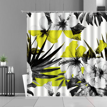 Bathroom Decor Waterproof Curtains Colorful Flower Printing Shower Curtain Set Home Decoration Bath Screen Polyester With Hooks
