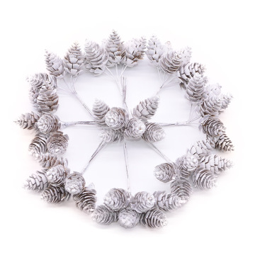 12/60pcs White Pine Nuts Cone Artificial Flower Pineapple Grass Bauble for Wedding Xmas Tree DIY Scrapbooking Home Decor 2.5*4cm