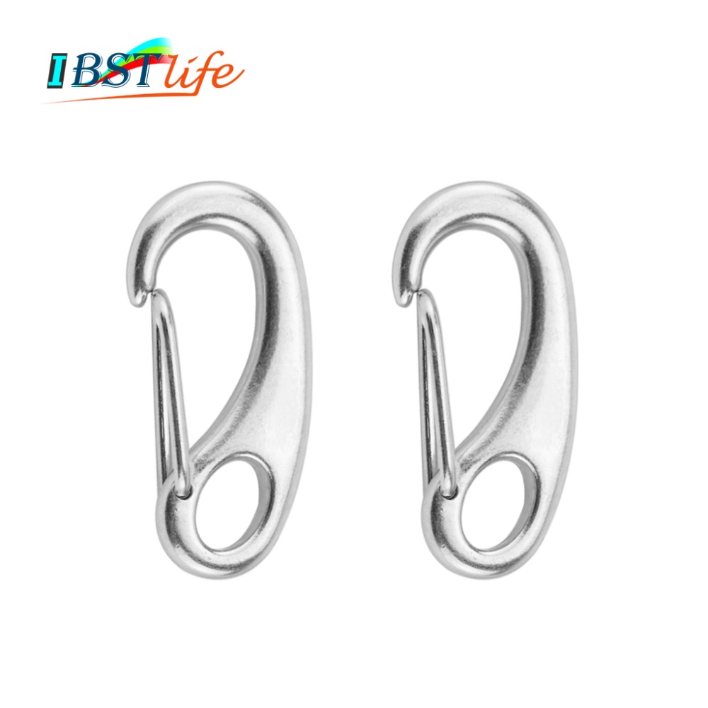 2PCS Boat Marine Stainless Steel Egg Shape Spring Snap Hook clips Quick Link Carabiner Buckle eye shackle Lobster Claw outdoor