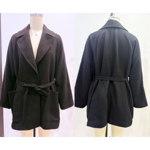 Women's Black Belted Jacket Length to the Buttock