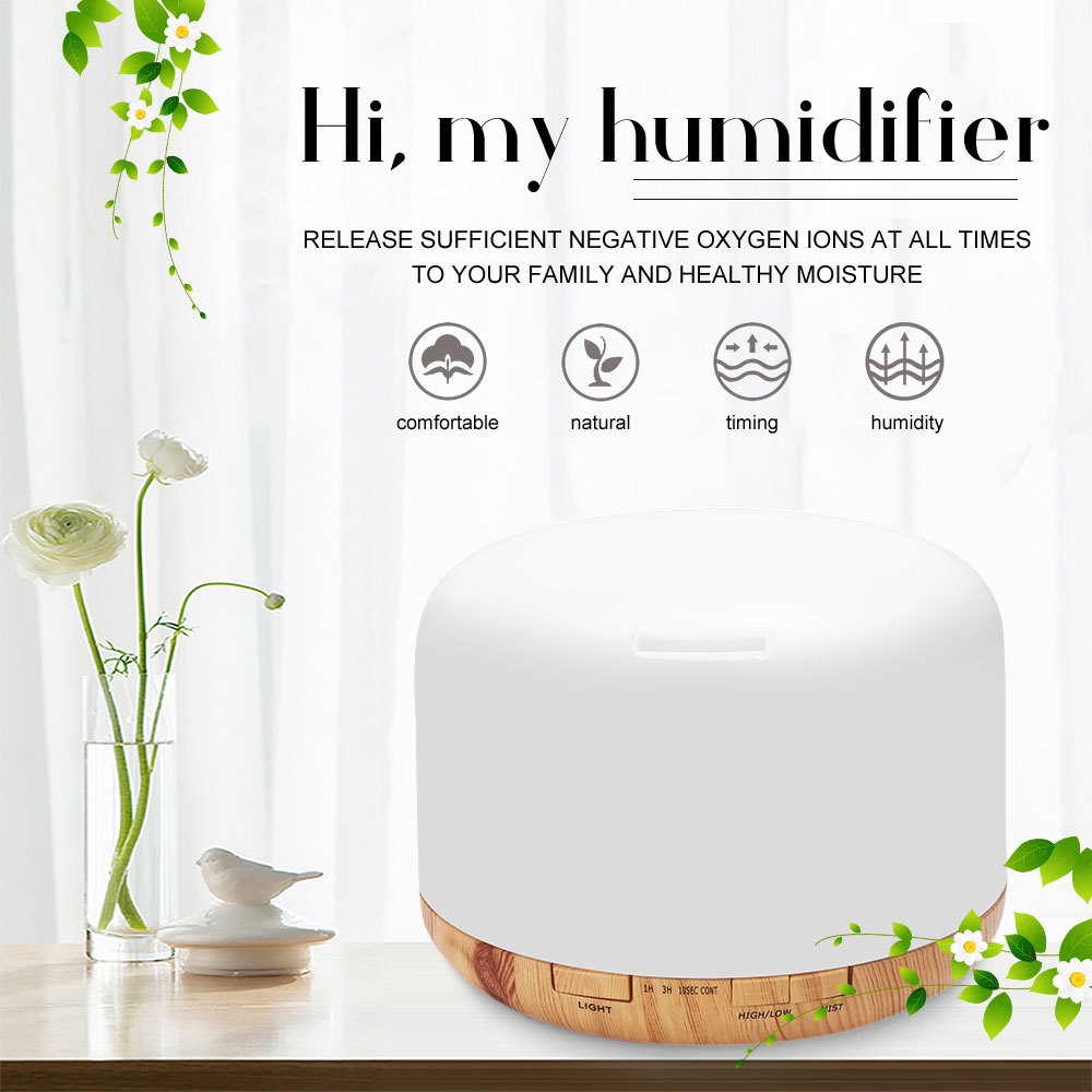 500ML Aroma Diffuser Ultrasonic Air Humidifier with LED Night Light for Home Room Electric Essential Oil Aromatherapy Diffuser