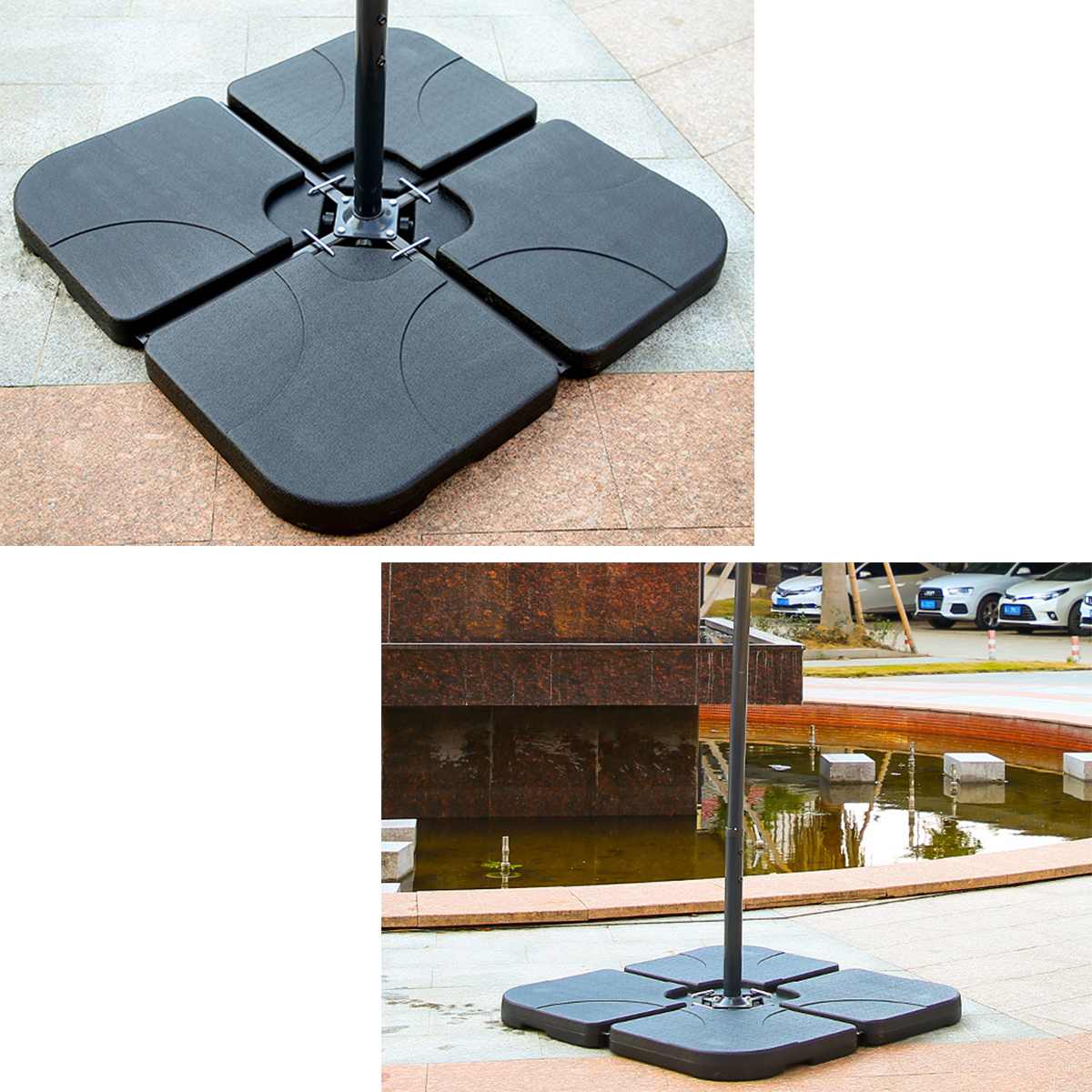 Umbrella Base Outdoor Parasol Stand Water Or Sand Filled Patio Umbrella Square Base For Garden Poolside