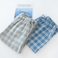 Men's Cotton Sleep Trousers Loose Plaid Cotton Knitted Sleep Pants Sleepwear Pajama Drawstring Hombre Mens Pajamas Pants Bottoms