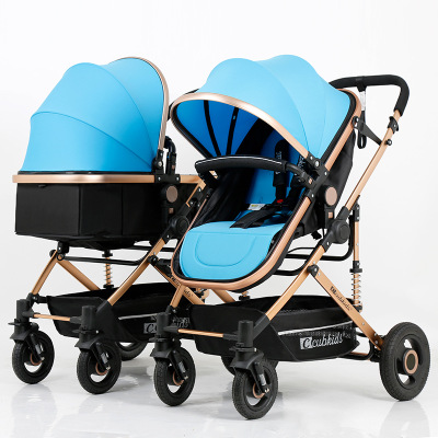 Twin Baby Strollers Light Fold Two Baby Pram Fold Newborn Baby High Landscape Detachable Double Kids Car Free Gifts