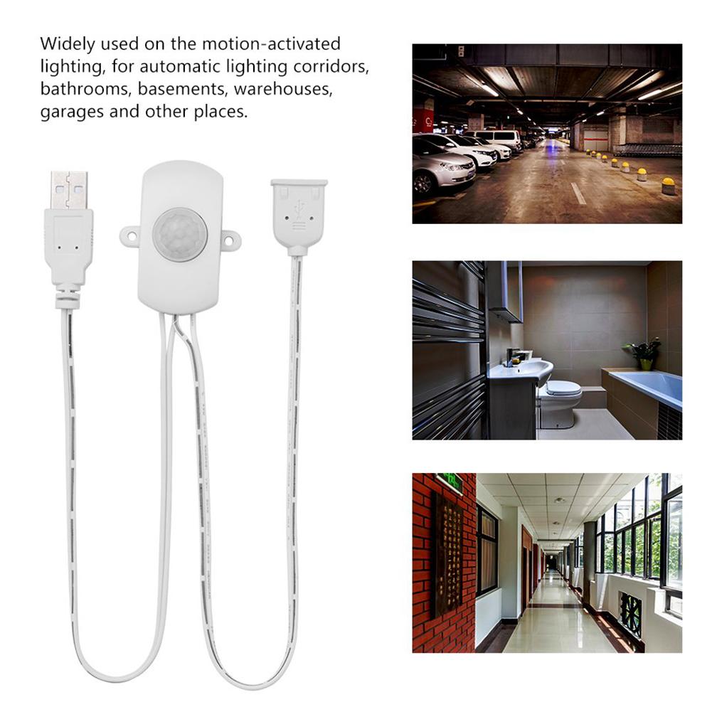 Cabinet Detector USB Switch PIR Infrared Motion Sensor Mini Intelligent Sensing LED Light Wardrobe Automation Adjustable Strip