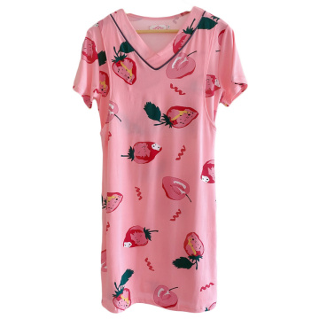 Summer Pregnant Women Pajamas For Nursing Fashion Printing Short Sleeve Breastfeeding Sleep & Lounge Maternity Lactation Dresses