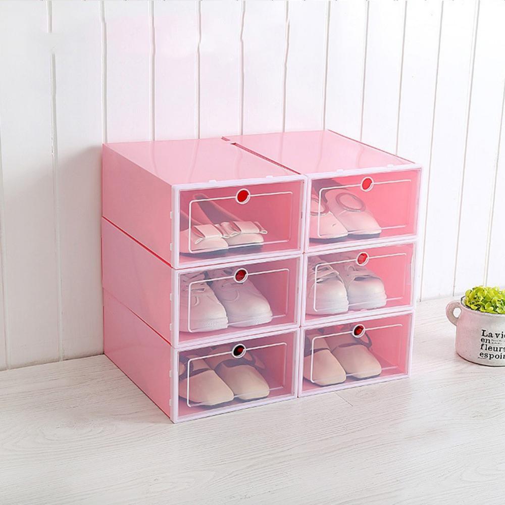 Clear Plastic Shoe Boxes Stackable Floding DIY Shoe Drawers Storage Container Organizers Transparent Stackable Shoe Storage Box