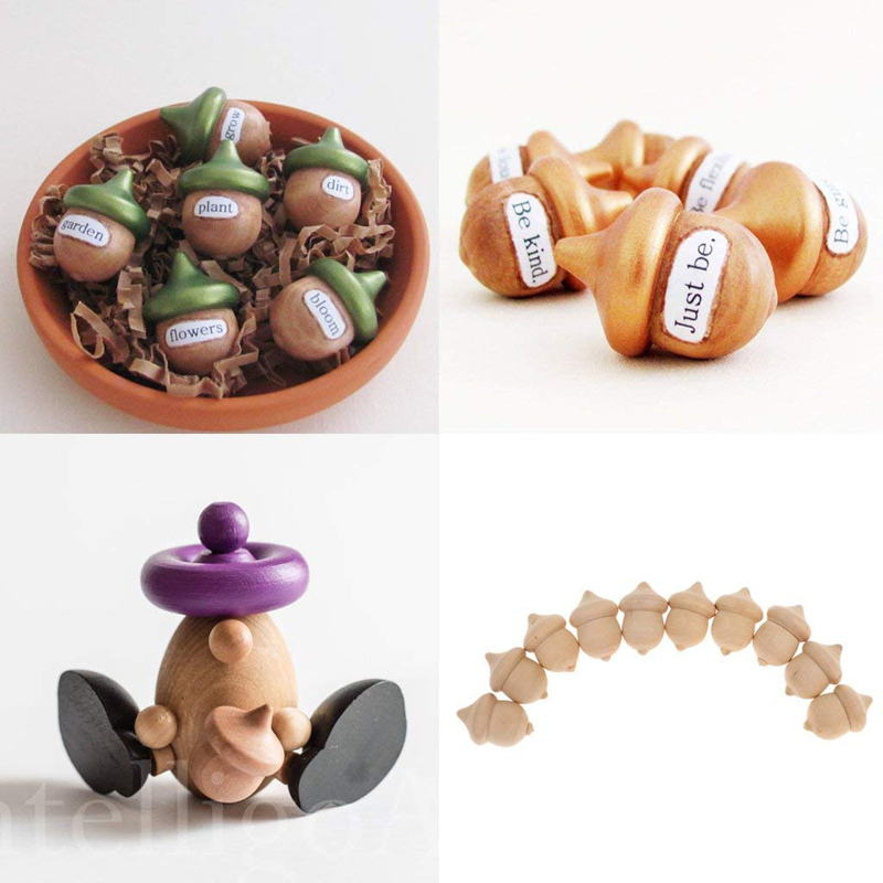 Creative Useful NEW Hot Sale 10PCS Unfinished Wooden Acorns Peg Ornament