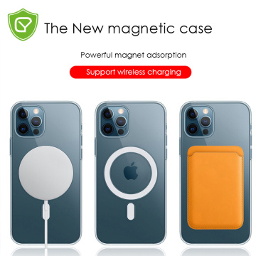 New Magnetic adsorption Clear Case For iPhone 12 11 pro max Support Wireless Charging with soft silicone back cover 12 mini