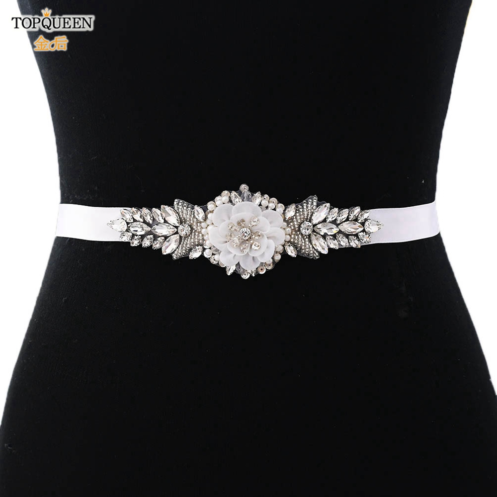 TOPQUEEN S480 organza flower and rhinestone wedding belt Retro beautiful wedding accessories