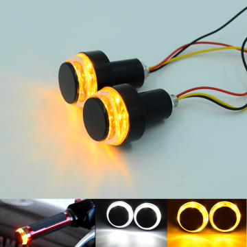 2pcs LED Motorcycle Handlebar End Turn Signal Light Indicators 3W Amber White Flashers 22mm Handlebar Bar End Plug Blinker