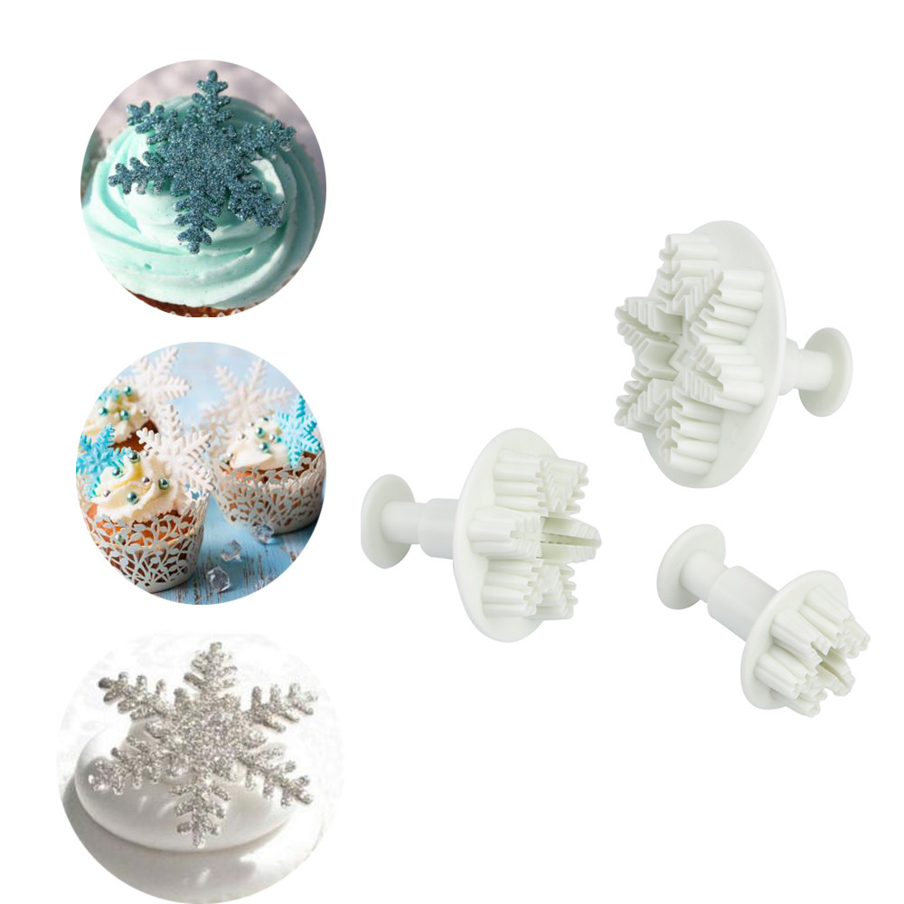 High Quality 3Pcs Snowflake Cake Decorating Fondant Plunger Cutters Mold Mould Cookies Tools Fashionable and stylish design
