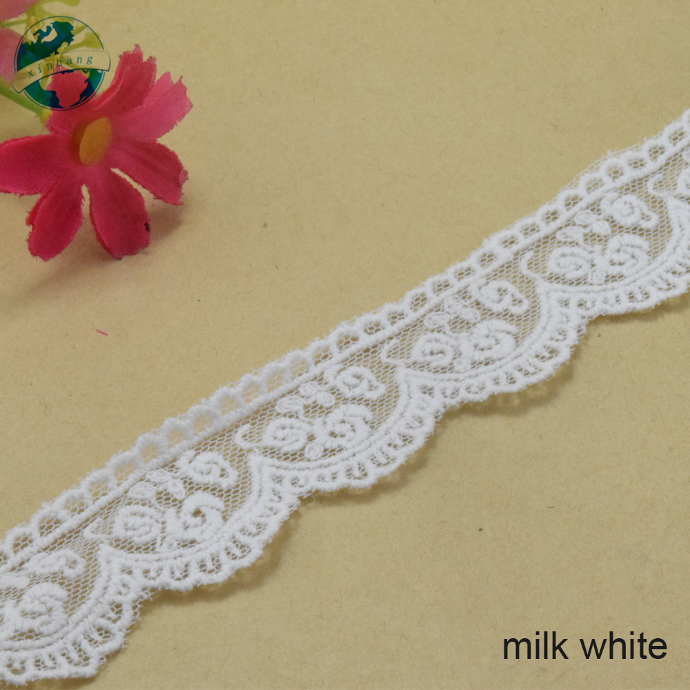 2.5cm white lace cotton embroidery lace french lace ribbon fabric guipure diy trims warp knitting sewing Accessories#3744
