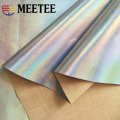 Meetee 50*138cm Silver Symphony PU Fabric Mirror Reflective Waterproof Fabric DIY Sewing Fluorescent Clothing Hat Bag Material
