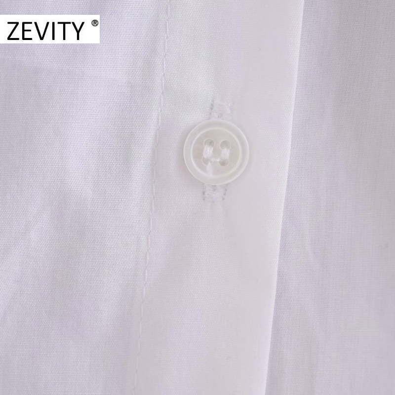 ZEVITY women sweet peter pan collar lace stitching casual poplin blouse shirts women puff sleeve white chemise chic tops LS7201