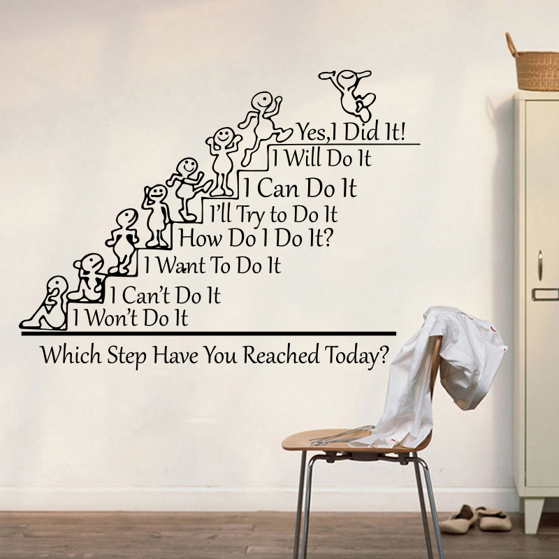 Large Office Classroom Inspirational Quote Wall Sticker Which Step Have You Reached Today Quote Wall Decal School Library Vinyl
