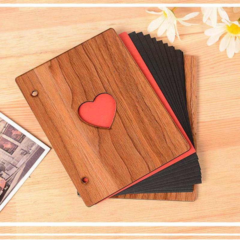 6 Inch Wooden Photo Album Baby Growth Memory Life Photo Relief Book Record Book Scrapbooking Paste Photo Album