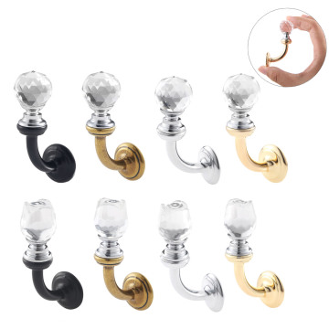 DRELD 1pc Crystal Hooks Zinc Alloy Wall Hanger Hat Coat Towel Robe Hook Bathroom Kitchen Single Hooks Hanger Furniture Hardware