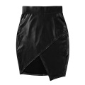 US Stock Hot Party Rave Miniskirts Women Faux Leather Wet Look Booty Skirts High Waist Sexy Asymmetric Slit Bodycon Pencil Skirt