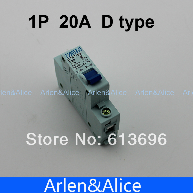 1P 20A D type 240V/415V 50HZ/60HZ Mini Circuit breaker MCB C45