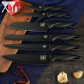 XYj Stainless Steel Kitchen Knives Set Sharpener Bar 8 inch Knife Stand Sharp Black Blade Knife Meat Fish Cooking Accessories