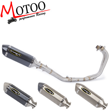 Motoo - Motorcycle Exhaust Full system FOR Yamaha R25 R3 2015-2018 with exhaust link pipe middle pipe slip on