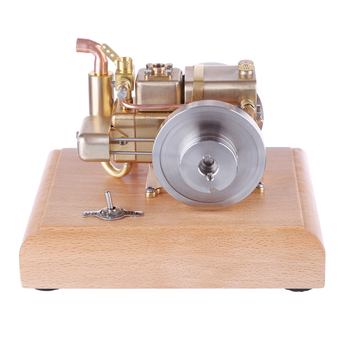 Surwish 2.6cc Water-Cooled Mini Gasoline Engine Model With Wooden Base Model Kit DIY Science Engine For Gifts