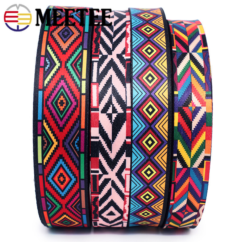 Meetee 10Meters 50mm Ethnic Jacquard Polyester Webbing Costume Belt Decoration Lace Ribbon DIY Bags Strap Band Sewing Accessory