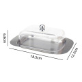 Butter Dish Box Container Cheese Bread Storage Tray With See-through Lid Stainless Steel Butter Cheese Dish Box Container