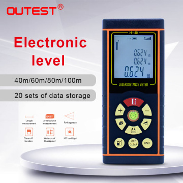 OUTEST Digital Laser Distance Meter 40M 60M 80M 100M Laser rangefinder metre Single continuous Area Volume with Electronic level