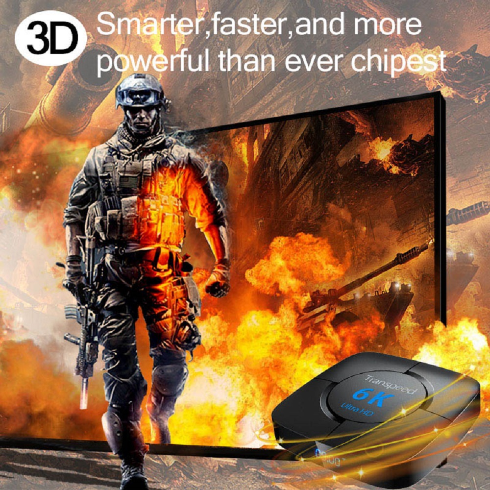 transpeed Android 10.0 Bluetooth TV Box Google Voice Assistant 6K 3D Wifi 2.4G&5.8G 4GB RAM 64G Play Store Very Fast BoxTop Box