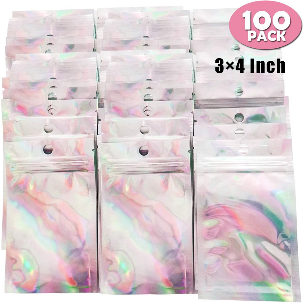 100Pcs Resealable Ziplock Bags Aluminum Foil Bag For Party Food Storage Nuts Candy Cookies Snack Ziplock Bags