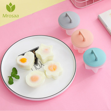Mrosaa 4 Pcs/Set Cute Egg Poacher Plastic Egg Boiler Kitchen Egg Cooker Tools Egg Mold Form Maker With Lid Brush Pancake