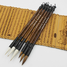 6Pcs/set Writing Brush White Woolen Brown Weasel Hair Chinese Calligraphy Brush Pen Set for Student Office School Supplies