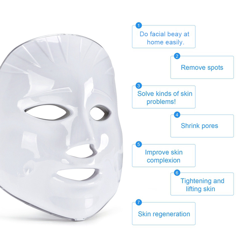 Beauty Star Rechargeable 7 Color LED Facial Mask Photon Microcurrent Anti Wrinkle Acne Removal Face Skin Lifting SPA LED Mask