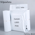50pcs Tote Express Courier Bags White Self-Seal Adhesive Thick Waterproof Plastic Poly Envelope Mailing Bags Print Logo Custom