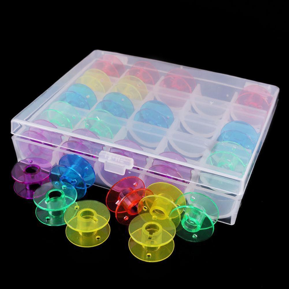 25Pcs/Box Household Coils Plastic Reel Sewing Machine Part Bobbin Storage Case DIY Apparel Needlework Home Clothes Accessories