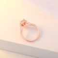 14K Rose-gold Rings Diamond Pink Crystal Heart-shaped Anillos De Bizuteria for Women Bague Etoile bijoux femme Ring Gem anel