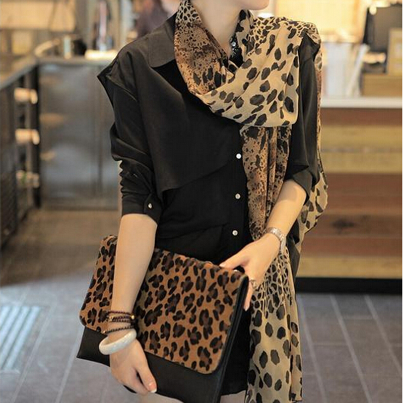 Duan Leopard Brown Autumn And Winter Female Wild Trade Chiffon Scarf Soft Fashion Novelty Wild Scarf Workplace Women Must