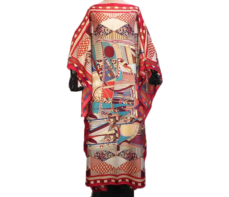 Fashionable Summer Holiday Batwing Sleeve Maxi Robe Oversize Kaftan Dashiki Floral Beach Long Dress kaftan silk dress