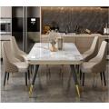 Marble countertop dining table and chair combination dining rectangular light luxury style dining table