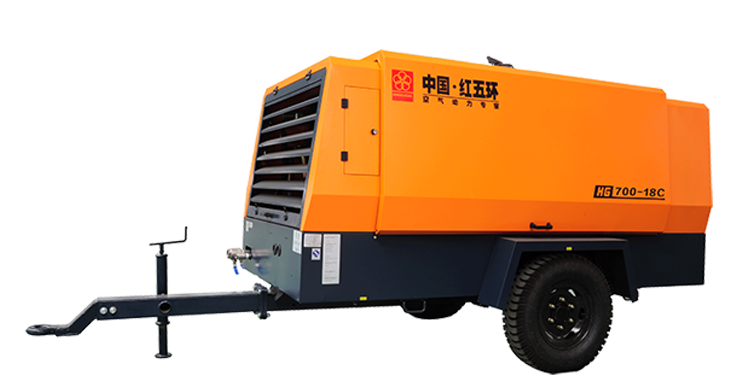 Hongwuhuan HG700-18C 18bar high pressure two wheels diesel portable screw air compressor