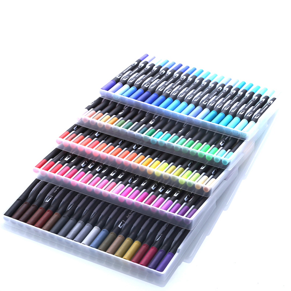 120 Colors Dual Brush Art Markers Pen Fine Tip and Brush Tip Pens Set For School Art Supplies Best Effect For Drawing Painting