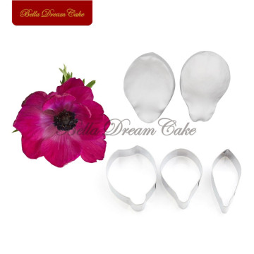 5pcs/set Anemone Petal Veiner Silicone Mold Stainless Steel Cutter Molds DIY Handmade Fondant Flower Mould Cake Decorating Tool